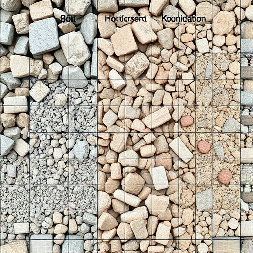 A detailed comparison of different types of secondary crushed stone, including their characteristics and properties. The image should show various types of crushed stone such as 'boi', 'kroshka', and others, highlighting their textures, sizes, and potential uses in construction. The scene should be realistic and informative, depicting the materials in a way that emphasizes their differences and applications.